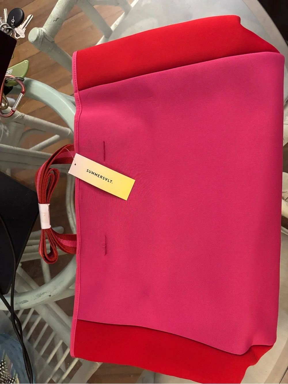 Bright Pink Neoprene Tote Bag with Contrast Side Panels NEW with Tags